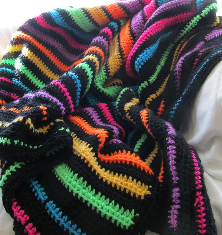 Neon Crochet Afghan Pattern Grid and Bloom